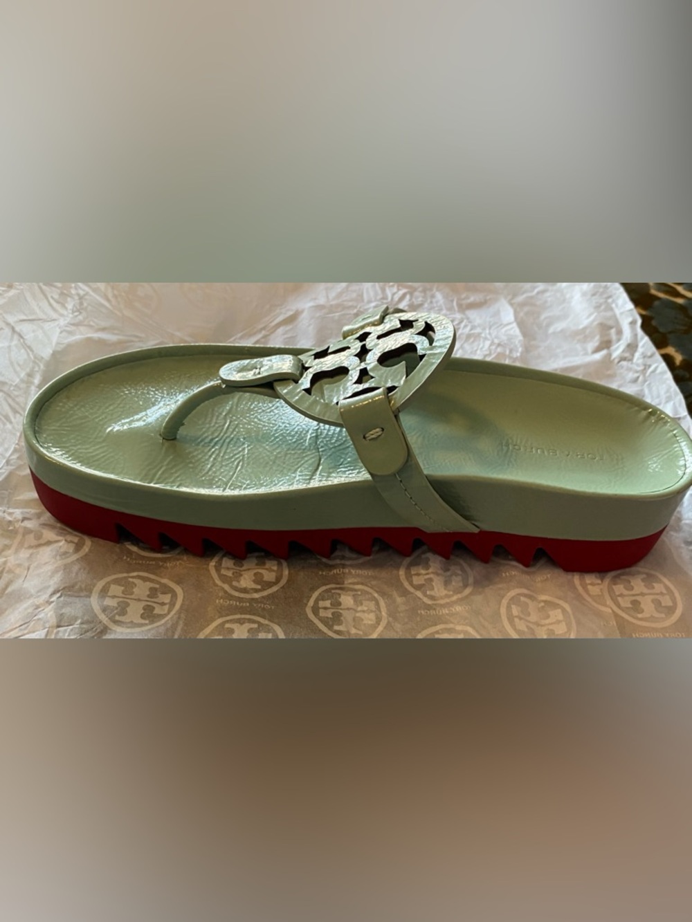 Tory Burch Miller Cloud Sandals – Sea Wind/Red (7.5 - Picture 5 of 9